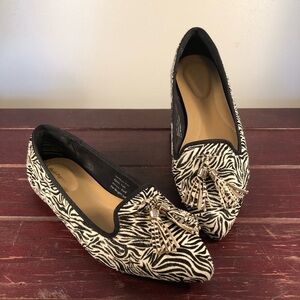 Hush Puppies Bounce Women's Genuine Fur Flats Black/Cream Size 7.5